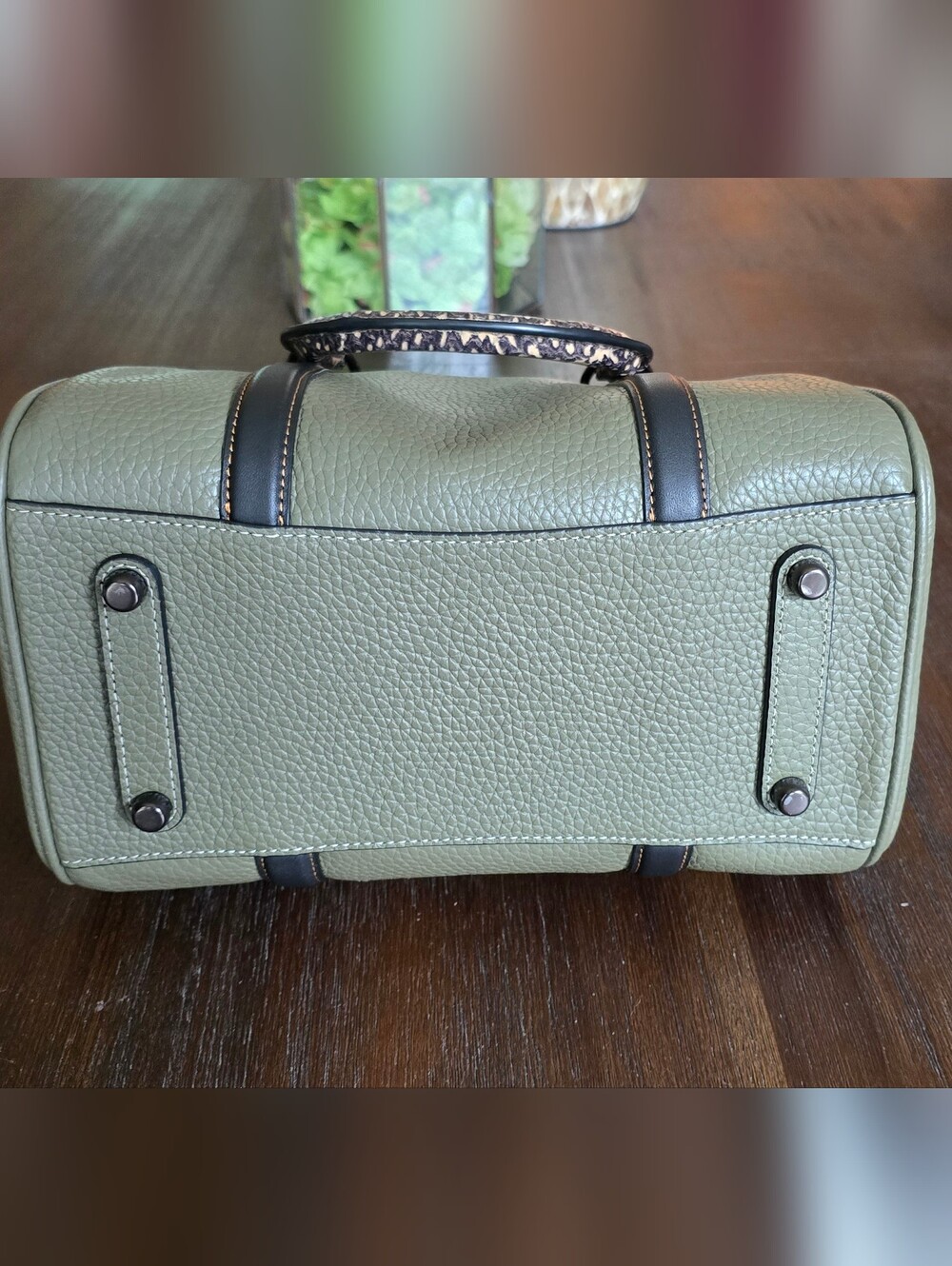 Coach Ruby Olive Green Satchel with Snakeskin Handles - Picture 12 of 13